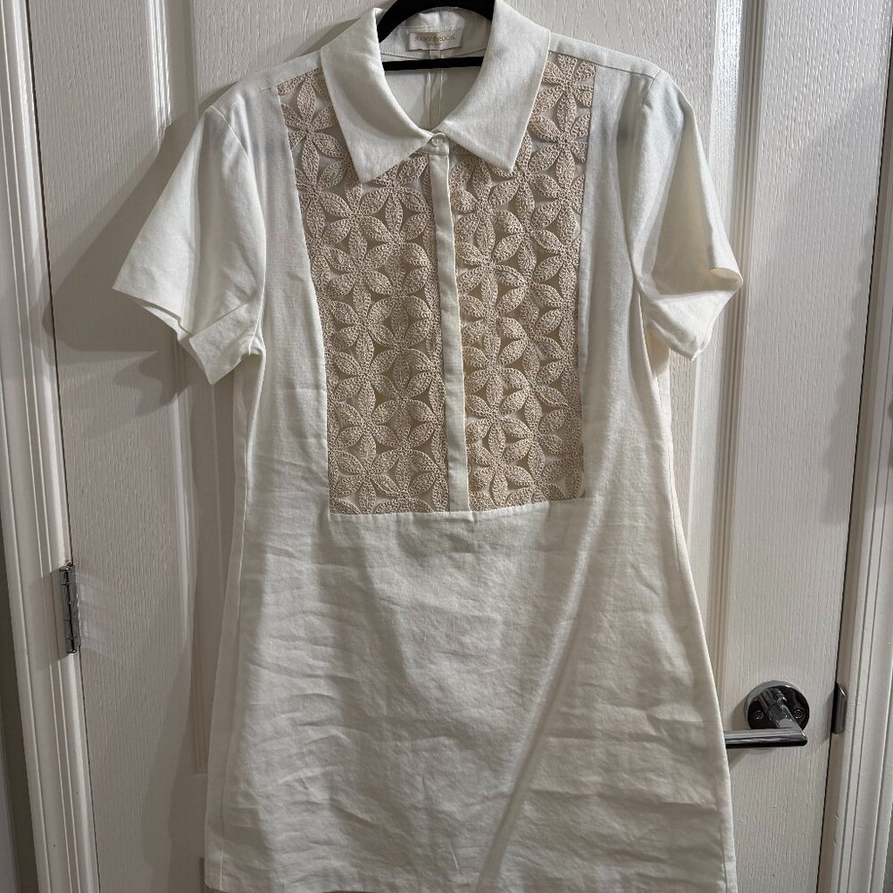 NWT | Ramy Brook Sabrina Floral Crochet Mini Shirtdress | Off-White | Size: M